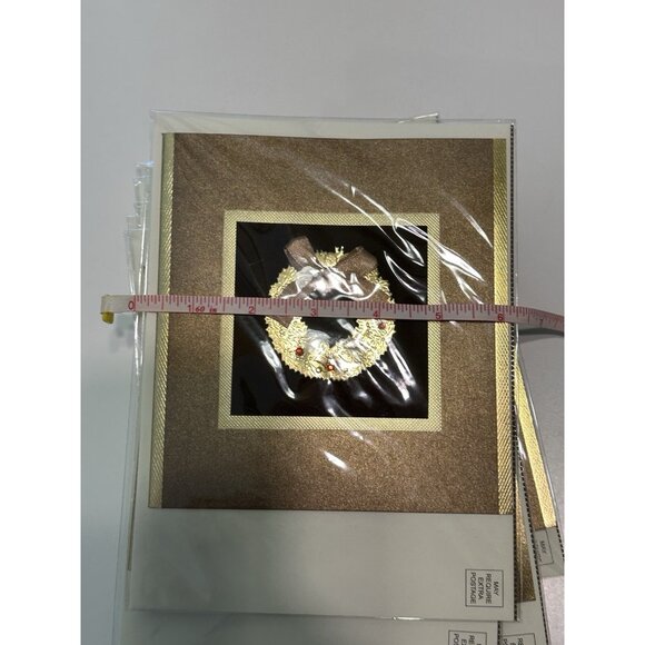 Qty 13 - Burgoyne Embellished Christmas Greeting Cards - Wreath Metallic Bow - Picture 4 of 5